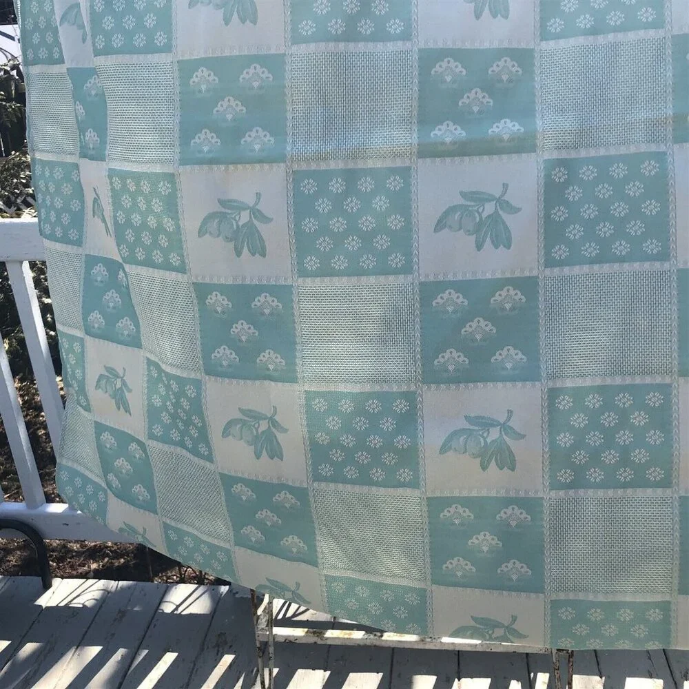 Nydel Damask Tablecloth Vintage Made In France Green Floral Patchwork